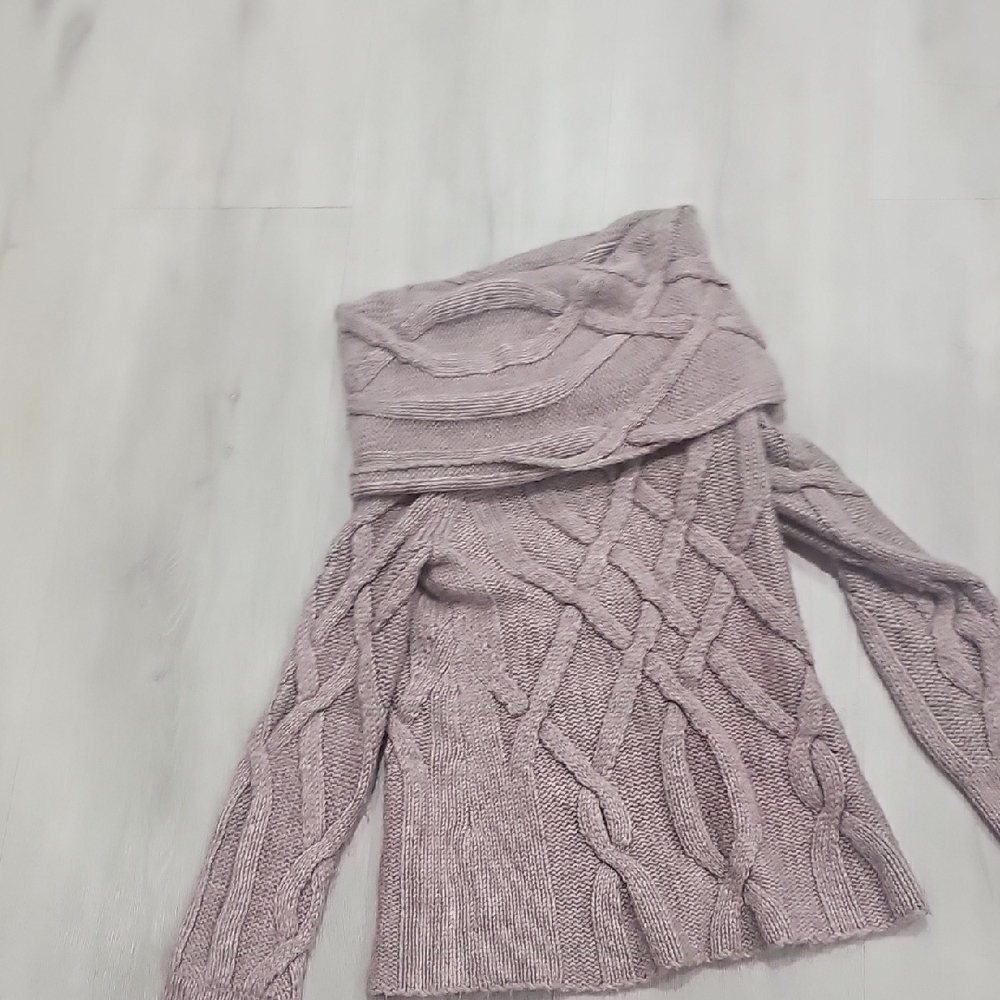 Moda International Mauve Cable Knit Cowl Sweater